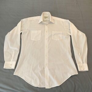 Vintage Sears Perma-Prest Shirt Mens 15.5 36/37 White Long Sleeve Dress 70s